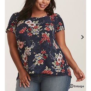 Torrid 5X Floral Georgette Pleated Blouse